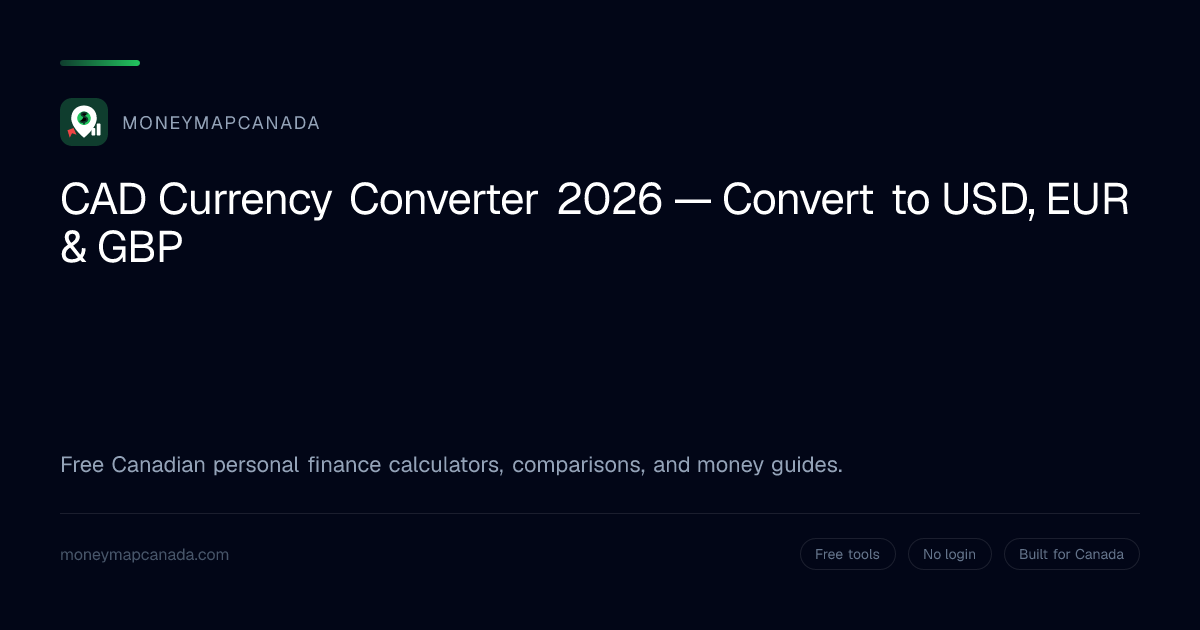 CAD Currency Converter 2026 — Convert to USD, EUR & GBP | MoneyMapCanada
